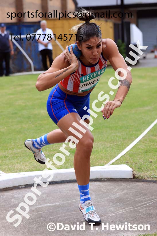 Womens Heptathlon Shot Putt, 2024 EAP International Combined events, Hewcham, Northumberland.  Photo: David T. Hewitson/Sports for All Pics